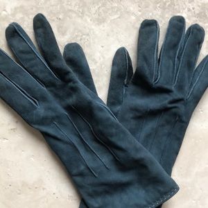 COACH Teal Blue Suede and Cashmere Gloves